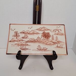 Traditional Chinese Design Stoneware Slab Tray Excellent Rare Find